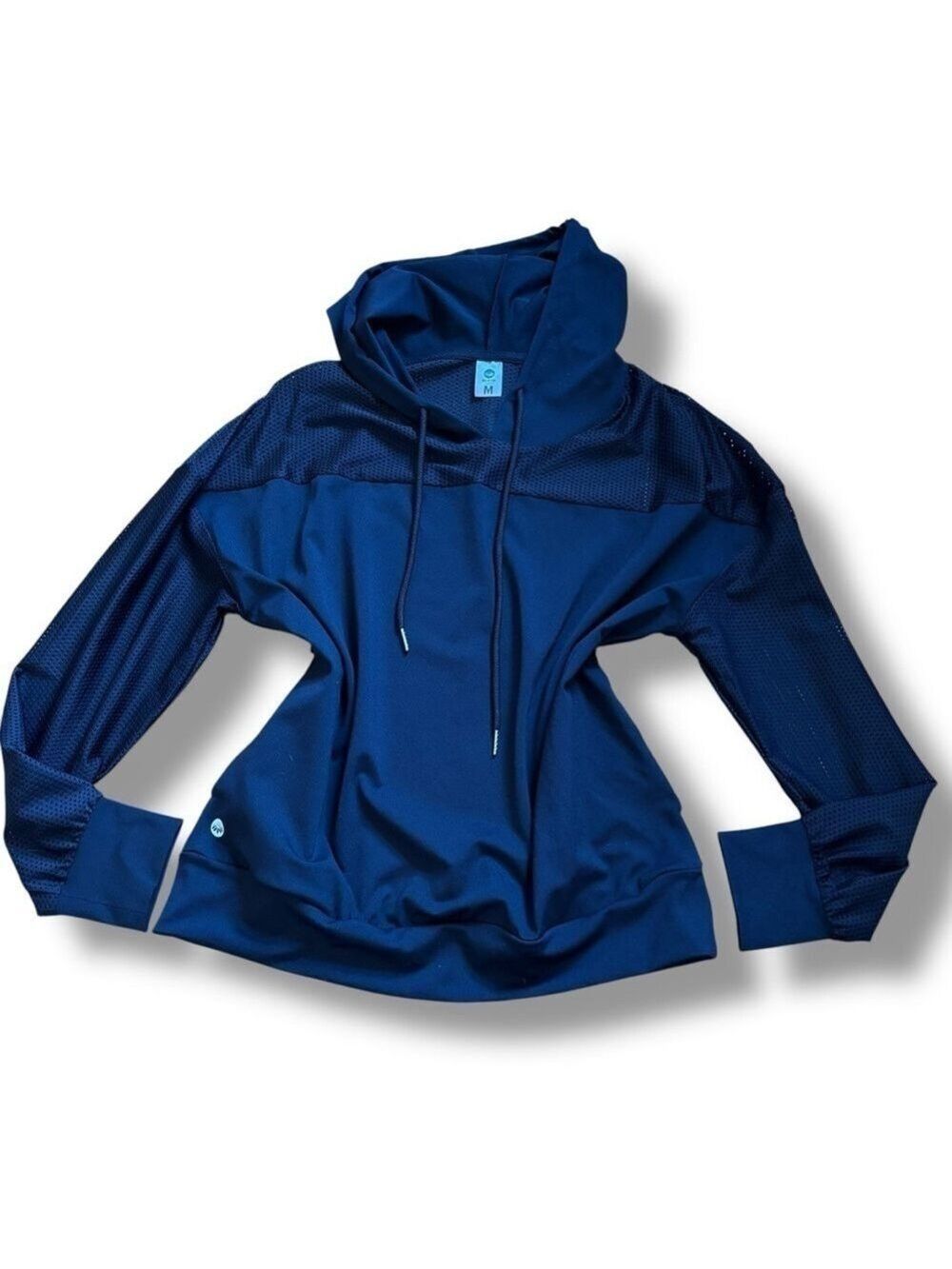 Senita Black Mesh Workout Athletic Oversized Hoodie - Medium